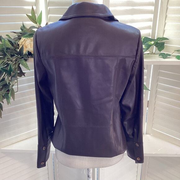 REBECCA TAYLOR FAUX LEATHER SOFT BUTTON DOWN JACKET SIZE MED - Picture 6 of 9